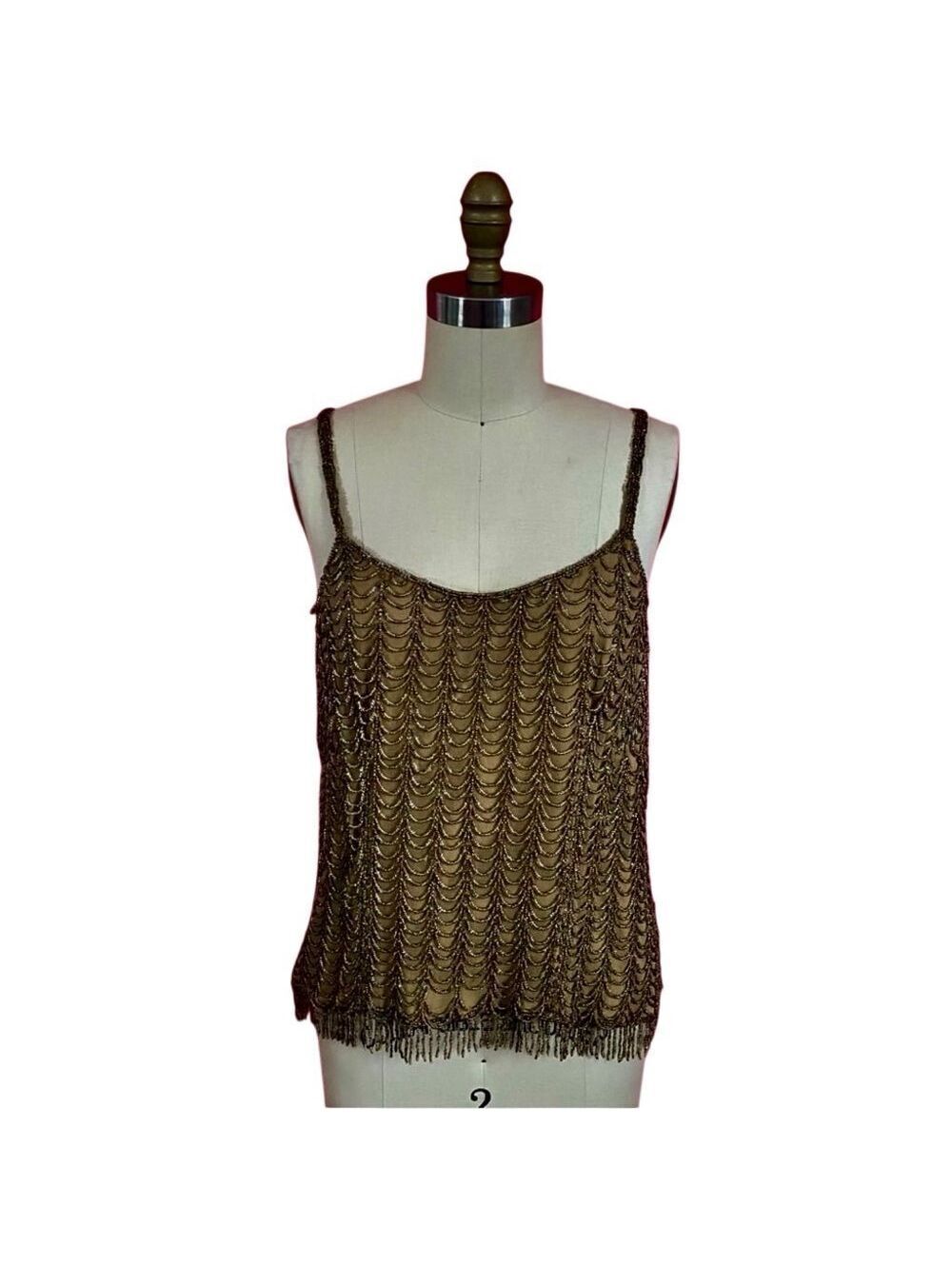 Y2K Je Matadi Beaded Cami Top Fairy Whimsigoth Fringe Evening Party Vintage S